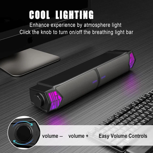 Alt view image 7 of 7 - Gaming Speakers for PC, Computer Speakers for Desktop Monitor with Bluetooth, 2 in 1 Computer Speaker Soundbar, Can Be Split and Combined Freely