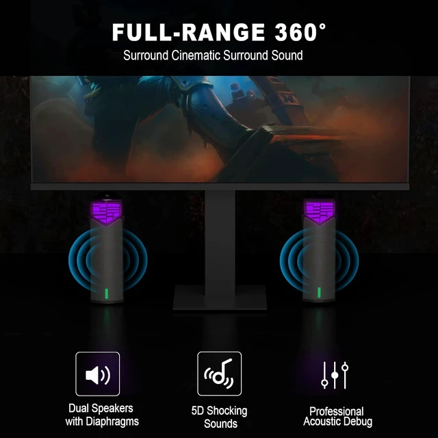 Alt view image 5 of 7 - Gaming Speakers for PC, Computer Speakers for Desktop Monitor with Bluetooth, 2 in 1 Computer Speaker Soundbar, Can Be Split and Combined Freely