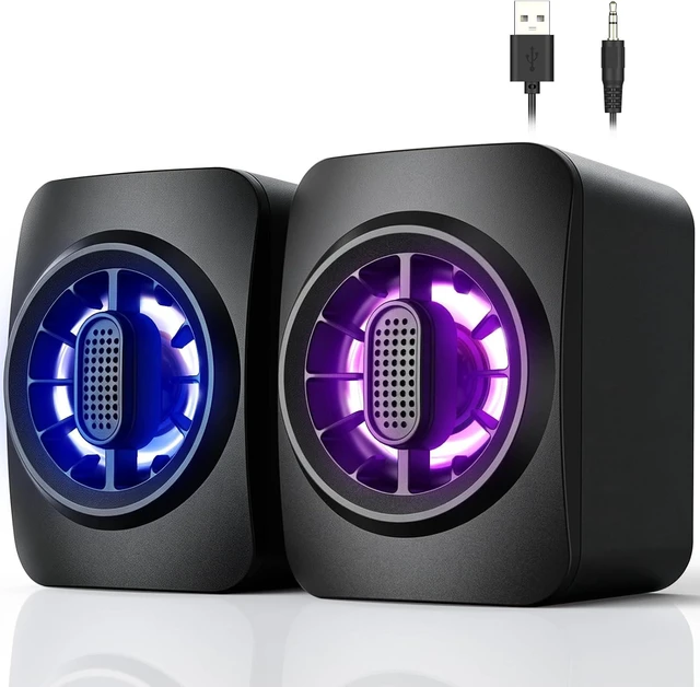 Main image of Computer Speakers,RGB PC Speakers, USB Powered 3.5mm Aux Speaker for Desktop, PC, Laptop, Tablet - Small Computer Speakers | Clear Sound & 7-Color Dynamic Lighting