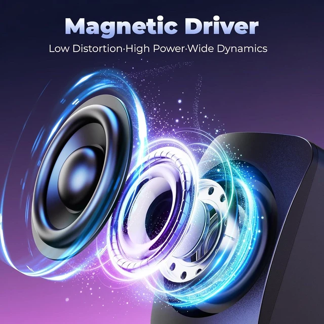 Alt view image 7 of 7 - Computer Speakers,RGB PC Speakers, USB Powered 3.5mm Aux Speaker for Desktop, PC, Laptop, Tablet - Small Computer Speakers | Clear Sound & 7-Color Dynamic Lighting