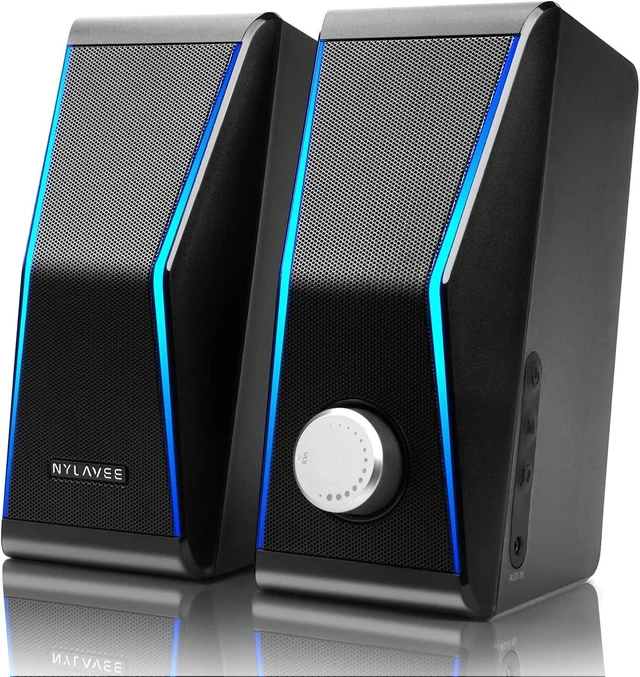Main image of Computer Speakers for Desktop PC, Bluetooth AUX PC Speakers RGB Hi-Fi Stereo Sound, 14W AC Powered Monitor Speakers, Built-in Equalizer Modes, Desktop Speakers for PC and Laptop