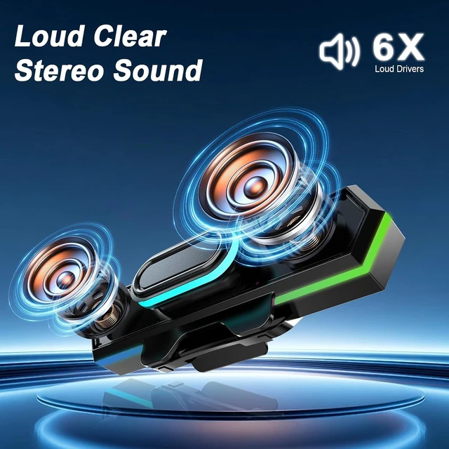 Alt view image 2 of 6 - Computer Speakers for Desktop PC, Clip-On Monitor Speaker, Cool RGB Lights External Speakers for Laptop, USB Plug-and-Play, Stereo Loud Sound, Deep Bass, Mini Soundbar for PC/Desktop, Easy Controls