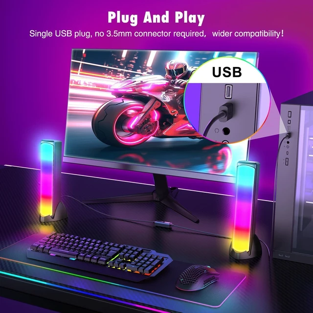Alt view image 7 of 7 - Computer Speakers, RGB PC Speakers, Gaming Speakers with Full Screen LED Breathing Light, 2.0 Channel Stereo Sound Desktop Speakers, USB Powered Speaker for Computer Desktop PC Laptop Monitor