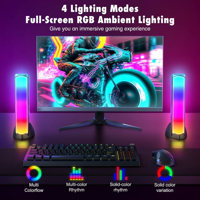 Alt view image 3 of 7 - Computer Speakers, RGB PC Speakers, Gaming Speakers with Full Screen LED Breathing Light, 2.0 Channel Stereo Sound Desktop Speakers, USB Powered Speaker for Computer Desktop PC Laptop Monitor