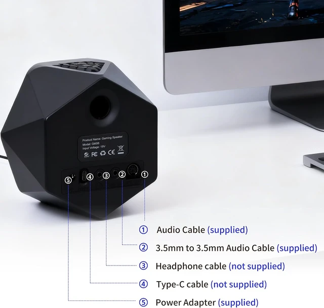Alt view image 4 of 7 - Computer Speakers with 8 Modes RGB Lighting Effects 50W Loud Gaming Bluetooth Speakers