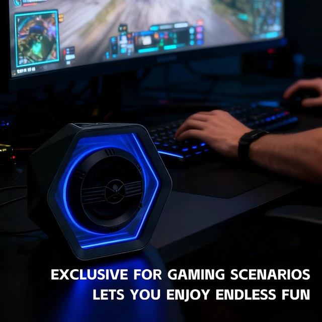 Alt view image 7 of 7 - Computer Speakers with 8 Modes RGB Lighting Effects 50W Loud Gaming Bluetooth Speakers