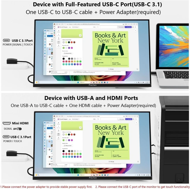 Alt view image 3 of 7 - 27 Inch 2K QHD 100Hz Touchscreen Monitor 10 Point Multi Touch, IPS Portable Display, 2560x1440 USB-C HDMI Laptop Monitor with Adjustable Stand & Speakers