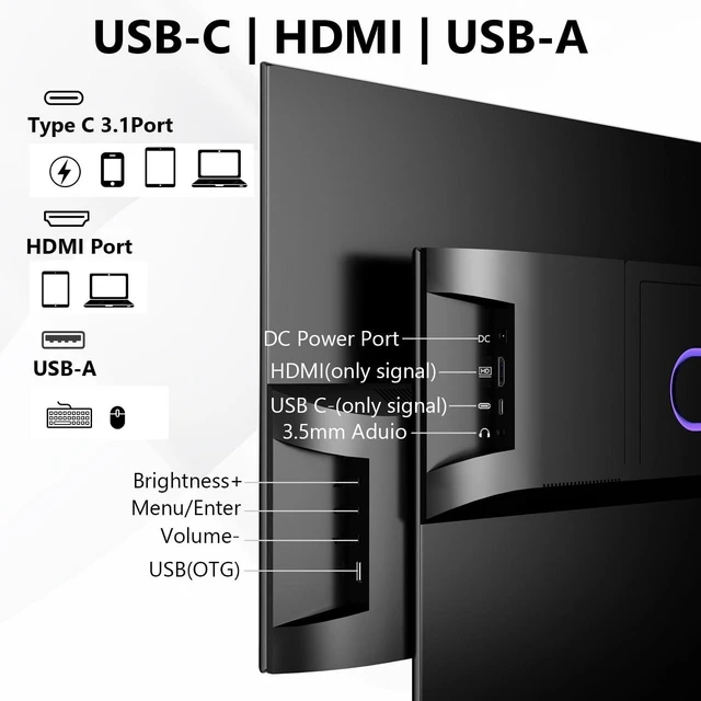Alt view image 5 of 7 - 27 Inch 2K QHD 100Hz Touchscreen Monitor 10 Point Multi Touch, IPS Portable Display, 2560x1440 USB-C HDMI Laptop Monitor with Adjustable Stand & Speakers