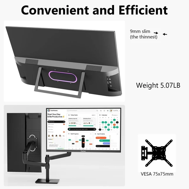 Alt view image 2 of 7 - 27 Inch 2K QHD 100Hz Touchscreen Monitor 10 Point Multi Touch, IPS Portable Display, 2560x1440 USB-C HDMI Laptop Monitor with Adjustable Stand & Speakers