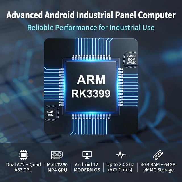 Alt view image 6 of 7 - 15.6" All-in-One Panel PC Industrial Computers, Android 12 Fanless Tablet RK3399 4GB RAM/64GB ROM, Embedded Touchscreen Computer HDMI 2.0 WiFi 5 Bluetooth 4.2 for Office/Automation/Kiosk/Bar/Warehouse