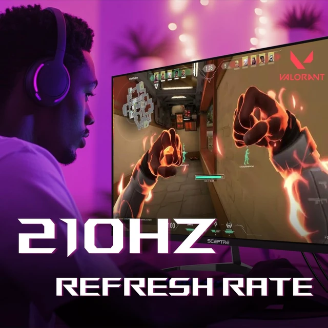 Alt view image 6 of 6 - Sceptre 32-inch 2K QHD 2560 x 1440 Prime Gaming Monitor up to 210Hz USB Type-C DisplayPort HDMI sRGB 115% 1ms Build-in Speakers, Machine Black 2026