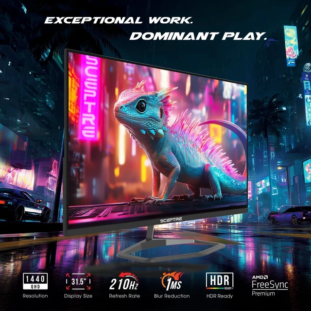 Alt view image 3 of 6 - Sceptre 32-inch 2K QHD 2560 x 1440 Prime Gaming Monitor up to 210Hz USB Type-C DisplayPort HDMI sRGB 115% 1ms Build-in Speakers, Machine Black 2026