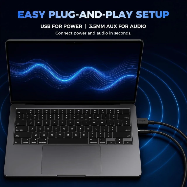 Alt view image 2 of 7 - Computer Speakers for Desktop PC, Gaming Speaker with Volume Control Compact 2.0 Channel Stereo Desktop & Laptop Speaker, 6W, Enhanced Auido Quality, Plug & Play USB Powered, 3.5mm AUX.