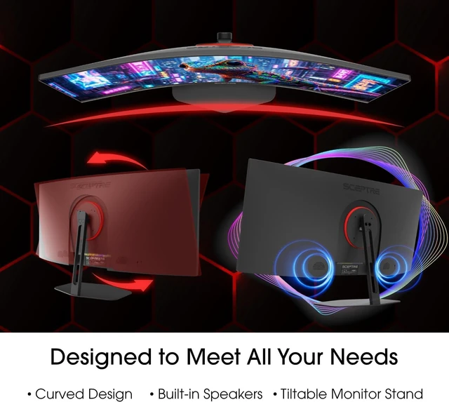Alt view image 4 of 7 - Sceptre Curved 34-inch Prime Gaming Monitor 3440 x 1440 up to 240Hz 1500R 1ms 100% sRGB DisplayPort x2 HDMI x2 Build-in Speakers, Machine Black