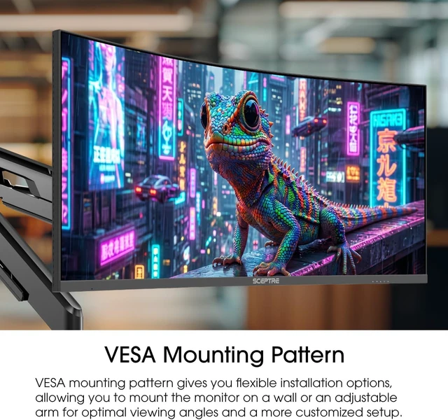 Alt view image 7 of 7 - Sceptre Curved 34-inch Prime Gaming Monitor 3440 x 1440 up to 240Hz 1500R 1ms 100% sRGB DisplayPort x2 HDMI x2 Build-in Speakers, Machine Black