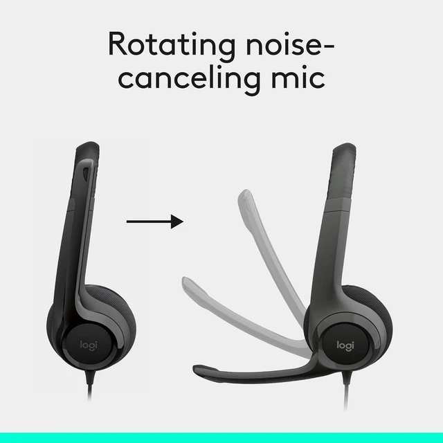 Alt view image 7 of 7 - 10 Pack Logitech Wired Headset PC/Laptop Stereo Headphones, USB-A, For PC/Laptop, stereo headphones, microphone, in-line controls, works with Chromebook