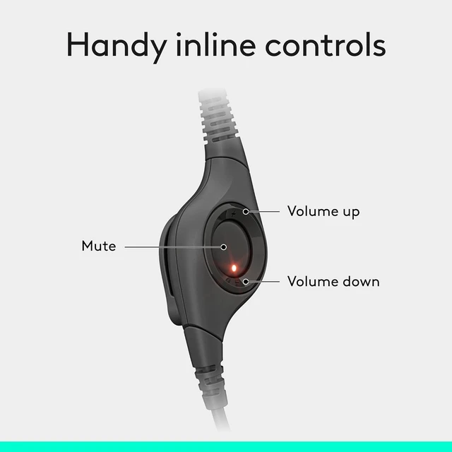 Alt view image 2 of 7 - 10 Pack Logitech Wired Headset PC/Laptop Stereo Headphones, USB-A, For PC/Laptop, stereo headphones, microphone, in-line controls, works with Chromebook