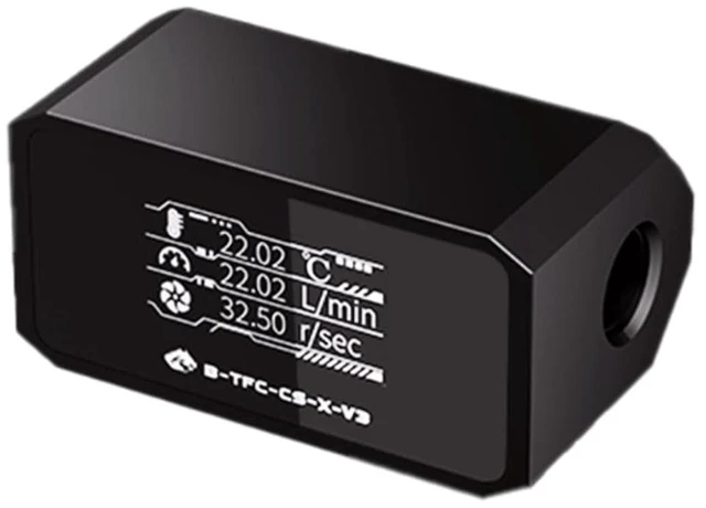 Main image of Water Cooling Inline Flow Meter and Thermometer Safety Module w/OLED Display V3 - Black