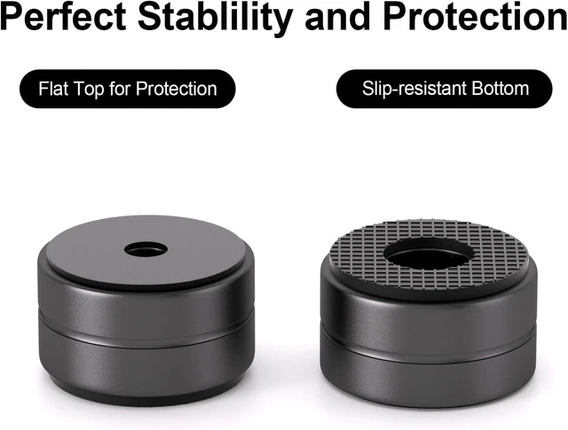 Alt view image 2 of 5 - Aluminum Speaker Isolation Feet with Dual-Sided Silicone Pads, 30*17mm PC Case Feet with 6-32/M4/M6 Screws, Non-Slip Riser Feet for Turntable, Subwoofer, Amplifiers, Audio Equipment - Black 4PCS
