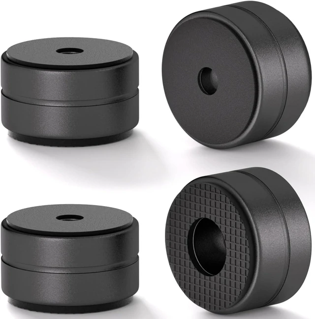 Main image of Aluminum Speaker Isolation Feet with Dual-Sided Silicone Pads, 30*17mm PC Case Feet with 6-32/M4/M6 Screws, Non-Slip Riser Feet for Turntable, Subwoofer, Amplifiers, Audio Equipment - Black 4PCS
