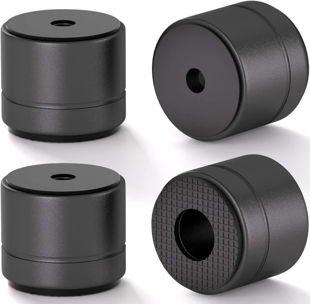 Main image of Aluminum Speaker Isolation Feet with Dual-Sided Silicone Pads, 30*25mm PC Case Feet with 6-32/M4/M6 Screws, Non-Slip Riser Feet for Turntable, Subwoofer, Amplifiers, Audio Equipment - Black 4PCS