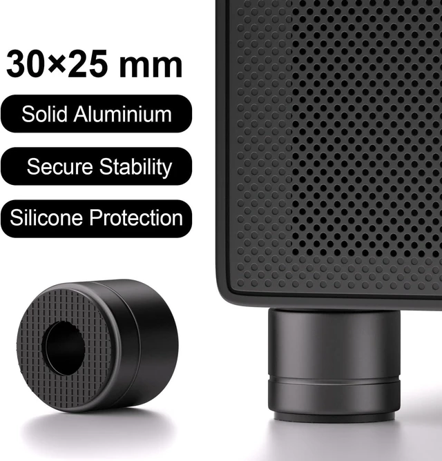 Alt view image 2 of 6 - Aluminum Speaker Isolation Feet with Dual-Sided Silicone Pads, 30*25mm PC Case Feet with 6-32/M4/M6 Screws, Non-Slip Riser Feet for Turntable, Subwoofer, Amplifiers, Audio Equipment - Black 4PCS