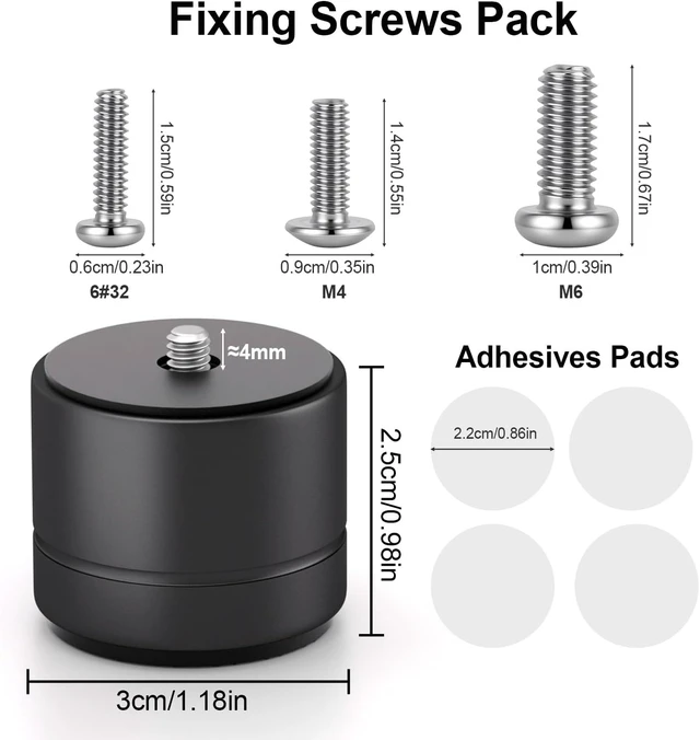Alt view image 6 of 6 - Aluminum Speaker Isolation Feet with Dual-Sided Silicone Pads, 30*25mm PC Case Feet with 6-32/M4/M6 Screws, Non-Slip Riser Feet for Turntable, Subwoofer, Amplifiers, Audio Equipment - Black 4PCS