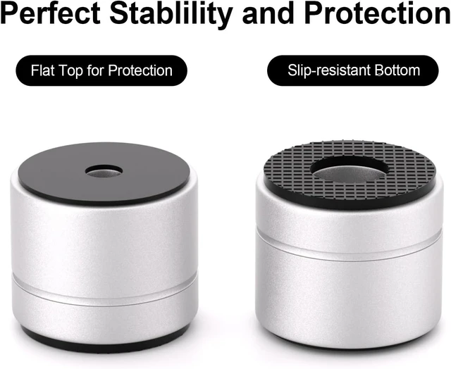 Alt view image 2 of 6 - Aluminum Speaker Isolation Feet with Dual-Sided Silicone Pads, 30*25mm PC Case Feet with 6-32/M4/M6 Screws, Non-Slip Riser Feet for Turntable, Subwoofer, Amplifiers, Audio Equipment - Silver 4PCS
