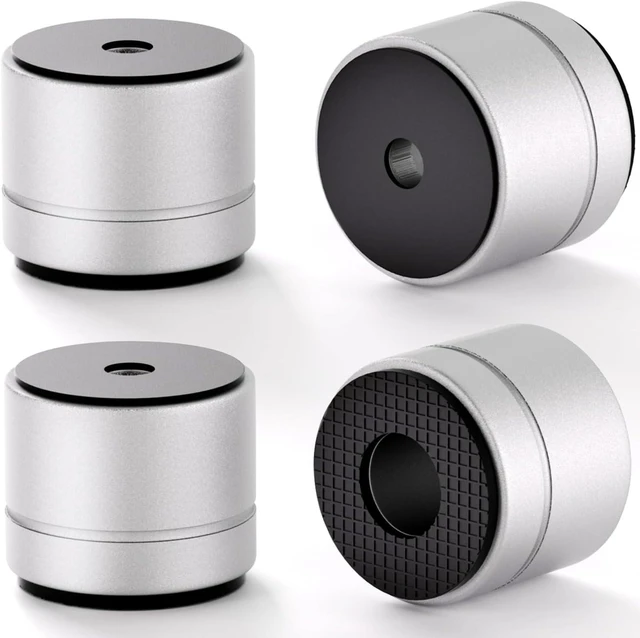 Main image of Aluminum Speaker Isolation Feet with Dual-Sided Silicone Pads, 30*25mm PC Case Feet with 6-32/M4/M6 Screws, Non-Slip Riser Feet for Turntable, Subwoofer, Amplifiers, Audio Equipment - Silver 4PCS