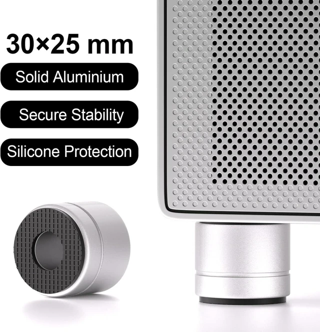 Alt view image 5 of 6 - Aluminum Speaker Isolation Feet with Dual-Sided Silicone Pads, 30*25mm PC Case Feet with 6-32/M4/M6 Screws, Non-Slip Riser Feet for Turntable, Subwoofer, Amplifiers, Audio Equipment - Silver 4PCS