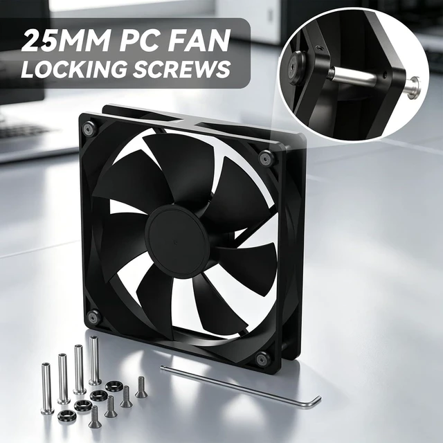 Alt view image 4 of 5 - PC Fan Screws for 30mm Fans, 4PCS Fan-Safe Lock Screw Kit, Stainless Steel M3 Screw & Lock Standoff with Aluminum Washer, Zero-Damage Case Fan Screws for 25mm PC Cooling Fans Mounting