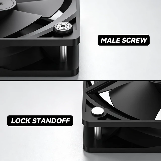 Alt view image 3 of 5 - PC Fan Screws for 30mm Fans, 4PCS Fan-Safe Lock Screw Kit, Stainless Steel M3 Screw & Lock Standoff with Aluminum Washer, Zero-Damage Case Fan Screws for 25mm PC Cooling Fans Mounting