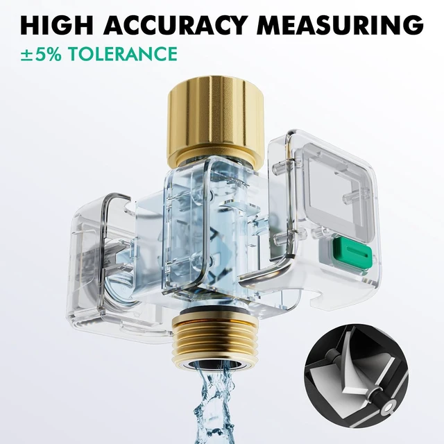 Alt view image 3 of 7 - Water Flow Meter, Measure Gallon/Liter Consumption and Flow Rate Brass Inlet & Outlet, Water Meter for Outdoor Garden Hose Watering, RV Water Tank Filling, Lawn Sprinkler and Nozzle Sprayer
