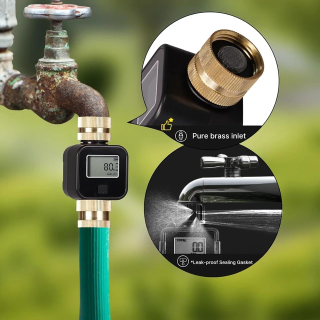 Alt view image 6 of 7 - Water Flow Meter, Measure Gallon/Liter Consumption and Flow Rate for RV Water Tank Filling, Outdoor Garden Hose Watering, Lawn Sprinkler and Nozzle Sprayer