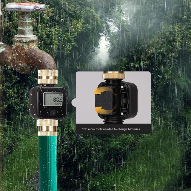 Alt view image 3 of 7 - Water Flow Meter, Measure Gallon/Liter Consumption and Flow Rate for RV Water Tank Filling, Outdoor Garden Hose Watering, Lawn Sprinkler and Nozzle Sprayer
