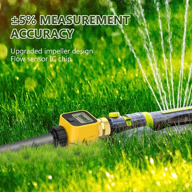 Alt view image 3 of 7 - Garden Hose Water Flow Meter with 3/4 Inch Brass Inlet Metal Thread Measure Gallon/Liter Consumption & Flow Rate for Outdoor Garden Hose Watering, RV Tank, Lawn Sprinkler and Nozzle Sprayer