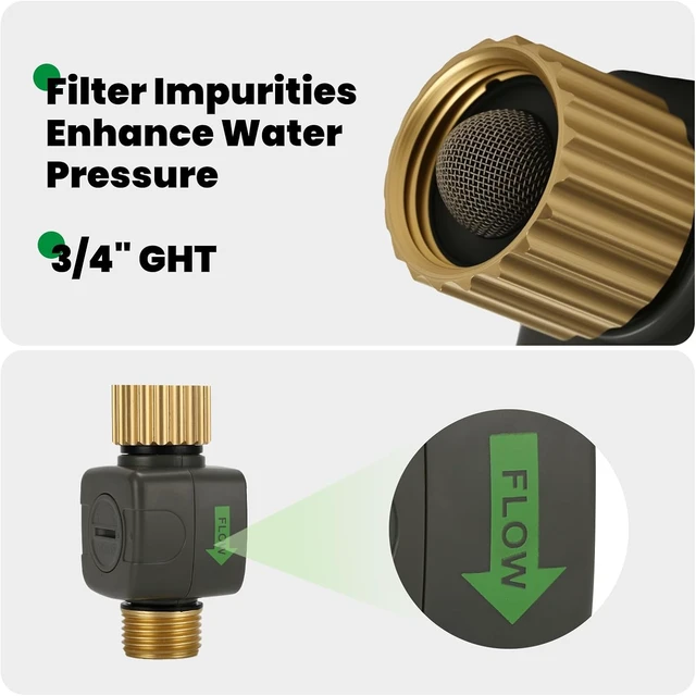 Alt view image 2 of 6 - 3/4"Water Flow Meter with Water Nozzle Kit,4 Modes Change, Measure Gallon/Liter Consumption for Garden Hose, RV Water Tank, Lawn Sprinkler, and Nozzle Sprayer