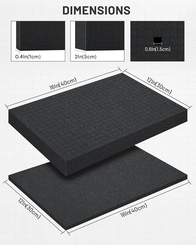 Alt view image 2 of 7 - Pick and Pluck Foam 8-Pack (4P 16x12x2"+4P 16x12x0.4"). Tool Box Foam Organizer, High-Density Customizable Foam Inserts for Cases, Pre-Cubed Shadow Foam for Gun Case, Toolbox, Camera&Game Box Storage