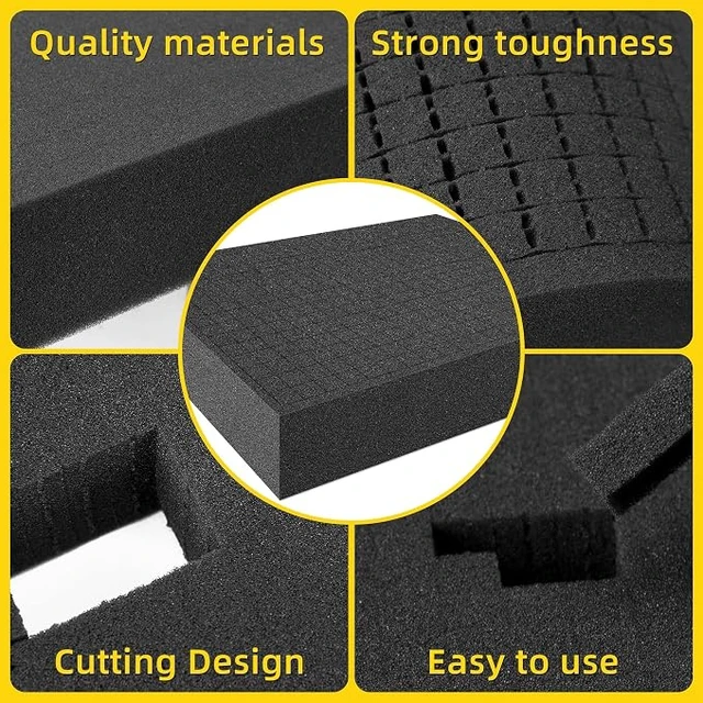 Alt view image 5 of 6 - 4 Pcs Pick Apart Foam Insert, 2 Size Pre Cube Sheet Foams with Bottom Use
16 Inch Length Tool Box Foam, Elastic Packing Foams for Board Game Box Cases Storage Drawer