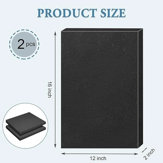 Alt view image 6 of 7 - Black Polyurethane Foam Inserts for Cases, 2 Pcs 16 x 12 x 2 Inch, Cuttable Packing Padding for Tool Box, Camera, Crafts and Storage
