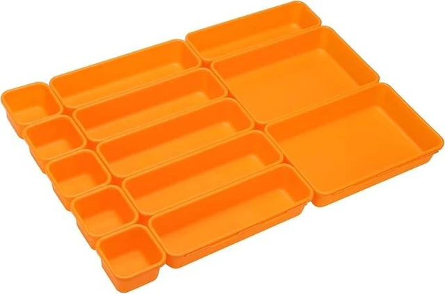 Alt view image 6 of 7 - 42 Pack Tool Box Organizer Tool Tray Dividers, Rolling Tool Chest Cart Cabinet Workbench Desk Drawer Organization and Storage for Hardware, Parts, Screws, Nuts, Small Tools Organization(Orange)