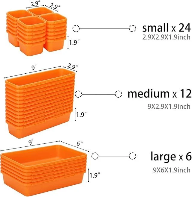 Alt view image 3 of 7 - 42 Pack Tool Box Organizer Tool Tray Dividers, Rolling Tool Chest Cart Cabinet Workbench Desk Drawer Organization and Storage for Hardware, Parts, Screws, Nuts, Small Tools Organization(Orange)