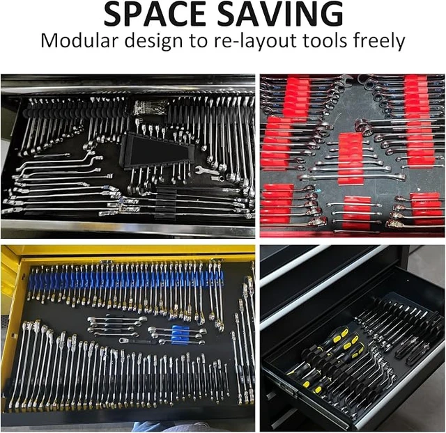Alt view image 6 of 7 - 48 PCS MAGNETIC Modular Wrench Organizer for Tool box, Metric & SAE
For Tool Box Drawer, Wrench Rack Tool Holders SAE ¼ to 1 ½, Metric 6mm to 38mm, Custom Layout to Utilize All Your Spaces