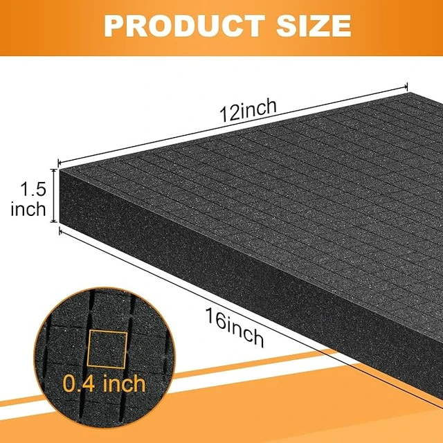 Alt view image 2 of 7 - 4 Pcs 16" x 12" x 1.5" Pick-and-Pluck Foam Padding Sheets
Custom Foam Inserts for Cases, Toolboxes, Camera Storage, Packing and Crafts, High Density Shock Absorbing Protection