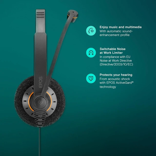 Alt view image 5 of 6 - EPOS Sennheiser Consumer Audio SC 60 USB ML - Double-Sided Business Headset | For Skype for Business | with HD Sound, Noise-Cancelling Microphone, & USB Connector (Black)