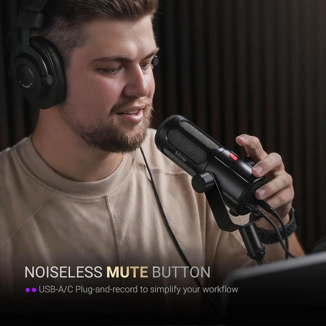 Alt view image 3 of 7 - FIFINE AmpliTank USB/XLR Dynamic Podcast Microphone for Vocal Home Studio Streaming Mic, Mute Button, Monitoring Headphone Jack, Gain Knob, Metal Material, for Broadcast Recording