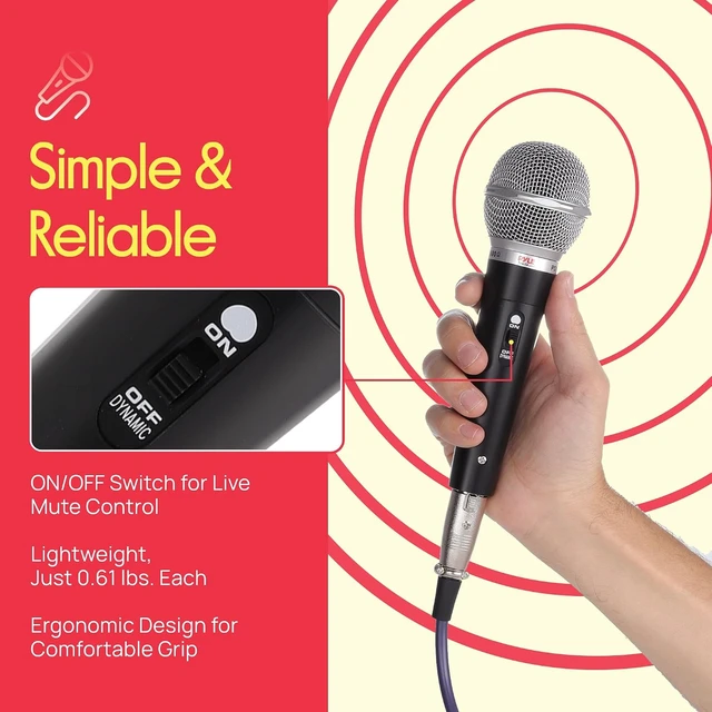 Alt view image 5 of 6 - Pyle 3 Piece Professional Dynamic Microphone Kit Cardioid Unidirectional Vocal Handheld MIC with Hard Carry Case & Bag, Holder/Clip & 26ft XLR Audio Cable to 1/4'' Audio Connection
