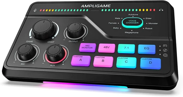 Main image of FIFINE SC8 Gaming Audio Mixer for Live Streaming with 7.1ch Surround sound For PC,RGB,Headphone Preamp,Mute Button,Volume Control,Optical Input,48V Phantom Power,3 EQ Modes,Game Chat Volume Balacnce