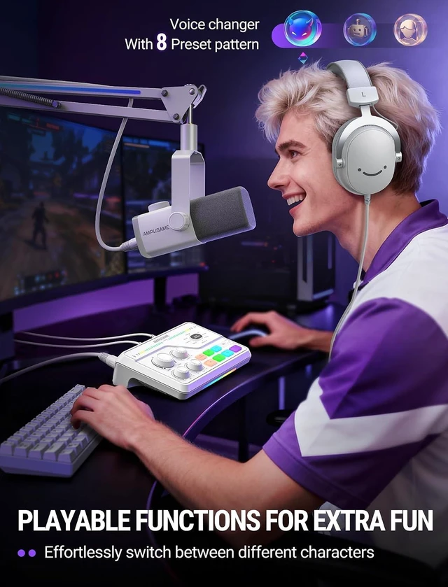 Alt view image 7 of 7 - FIFINE SC8 Gaming Audio Mixer for Live Streaming with 7.1ch Surround sound For PC,RGB,Headphone Preamp,Mute Button,Volume Control,Optical Input,48V Phantom Power,3 EQ Modes,Game Chat Volume Balacnce
