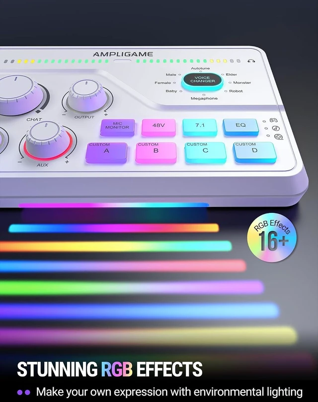 Alt view image 5 of 7 - FIFINE SC8 Gaming Audio Mixer for Live Streaming with 7.1ch Surround sound For PC,RGB,Headphone Preamp,Mute Button,Volume Control,Optical Input,48V Phantom Power,3 EQ Modes,Game Chat Volume Balacnce